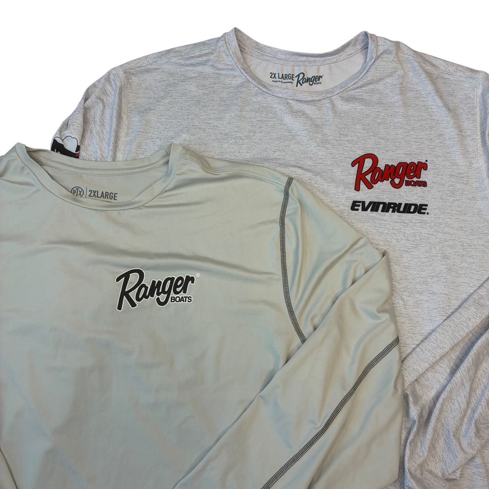 Lot of 2 Ranger Boats Performance Shirt Men 2XL Long Sleeve Fishing